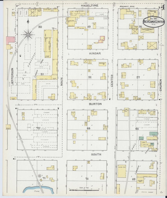 Sanborn Fire Insurance Map from Richland Center, Richland County, Wisconsin (1892), Sheet #0004 - Historic Sanborn Fire Insurance Map Print, vintage old map wall art, antique decor, genealogy gift, Wisconsin Wisconsin map