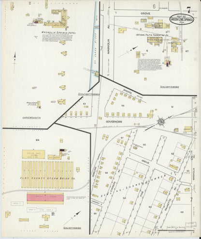 Sanborn Fire Insurance Map from Green Cove Springs, Clay County, Florida (1917), Sheet #0007 - Historic Sanborn Fire Insurance Map Print, vintage old map wall art, antique decor, genealogy gift, Florida Florida map