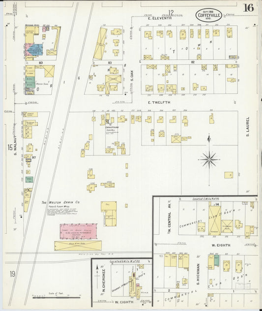 Sanborn Fire Insurance Map from Coffeyville, Montgomery County, Kansas (1908), Sheet #0016 - Historic Sanborn Fire Insurance Map Print, vintage old map wall art, antique decor, genealogy gift, Kansas Kansas map