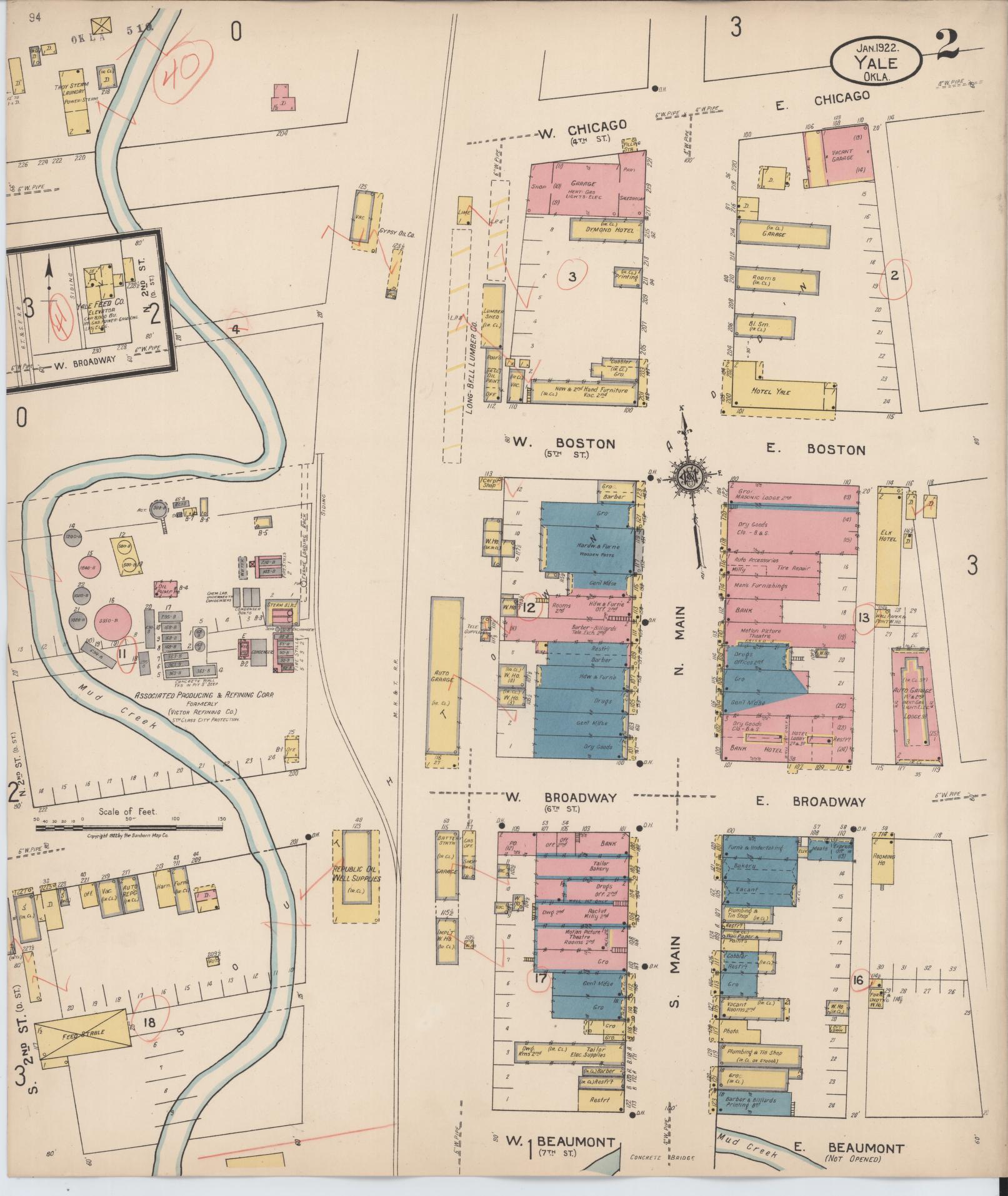 Sanborn Fire Insurance Map from Yale, Payne County, Oklahoma (1922), Sheet #0002 - Historic Sanborn Fire Insurance Map Print, vintage old map wall art, antique decor, genealogy gift, Oklahoma Oklahoma map