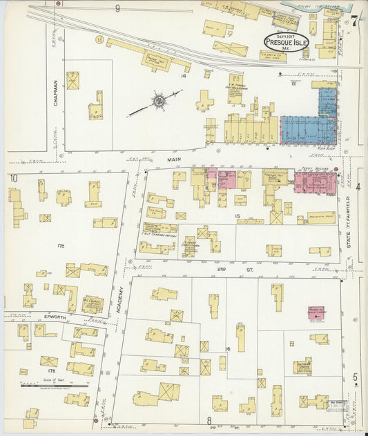 Sanborn Fire Insurance Map from Presque Isle, Aroostook County, Maine (1917), Sheet #0007 - Historic Sanborn Fire Insurance Map Print, vintage old map wall art, antique decor, genealogy gift, Maine Maine map