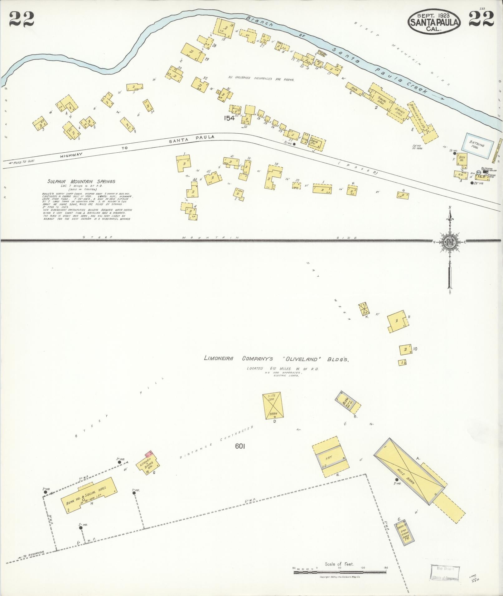 Sanborn Fire Insurance Map from Santa Paula, Ventura County, California (1923), Sheet #0022 - Complete Map Set gallery image, historic Sanborn map, vintage wall art, California California