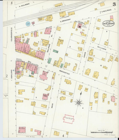 Sanborn Fire Insurance Map from New London, Huron County, Ohio (1904), Sheet #0003 - Historic Sanborn Fire Insurance Map Print, vintage old map wall art, antique decor, genealogy gift, Ohio Ohio map