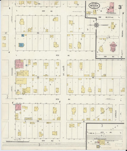 Sanborn Fire Insurance Map from Minier, Tazewell County, Illinois (1913), Sheet #0003 - Historic Sanborn Fire Insurance Map Print, vintage old map wall art, antique decor, genealogy gift, Illinois Illinois map