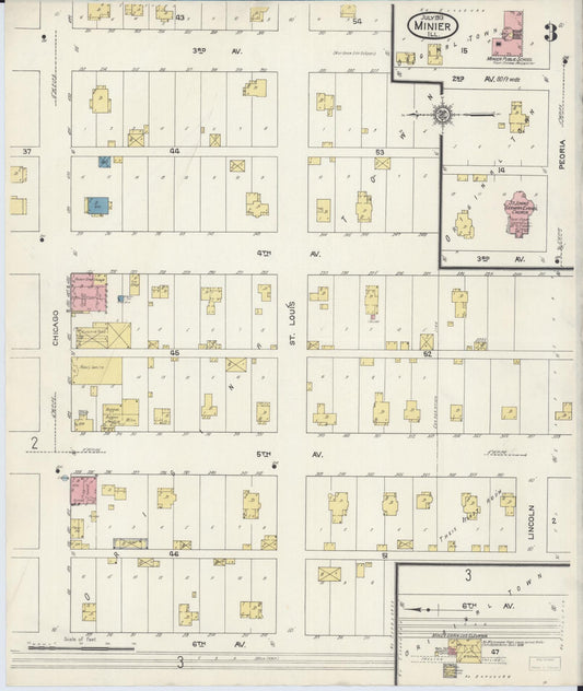Sanborn Fire Insurance Map from Minier, Tazewell County, Illinois (1913), Sheet #0003 - Historic Sanborn Fire Insurance Map Print, vintage old map wall art, antique decor, genealogy gift, Illinois Illinois map