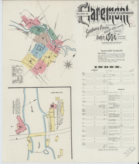Sanborn Fire Insurance Map from Claremont, Sullivan County, New Hampshire. (1894) – Historic Sanborn Fire Insurance Map Print