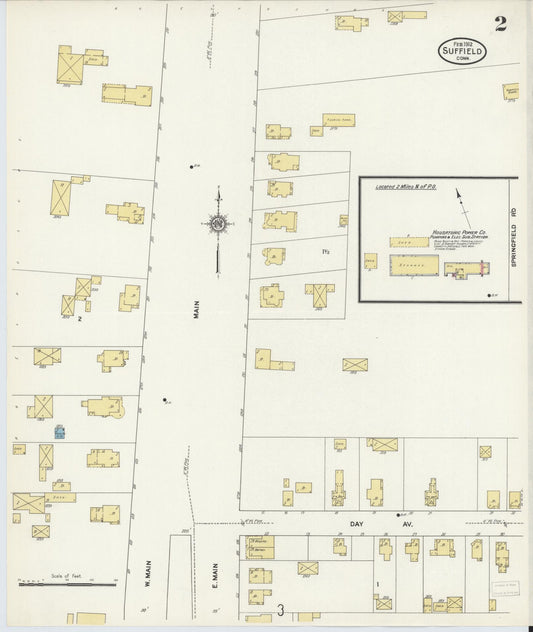 Sanborn Fire Insurance Map from Suffield, Hartford County, Connecticut (1912), Sheet #0002 - Historic Sanborn Fire Insurance Map Print, vintage old map wall art, antique decor, genealogy gift, Connecticut Connecticut map