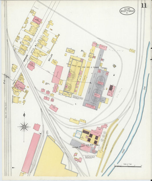 Sanborn Fire Insurance Map from Scottdale, Westmoreland County, Pennsylvania (1903), Sheet #0011 - Historic Sanborn Fire Insurance Map Print, vintage old map wall art, antique decor, genealogy gift, Pennsylvania Pennsylvania map
