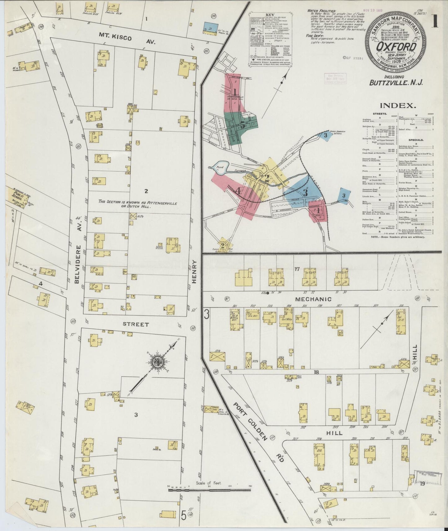 Sanborn Fire Insurance Map from Oxford, Warren County, New Jersey. (1909) – Historic Sanborn Fire Insurance Map Print
