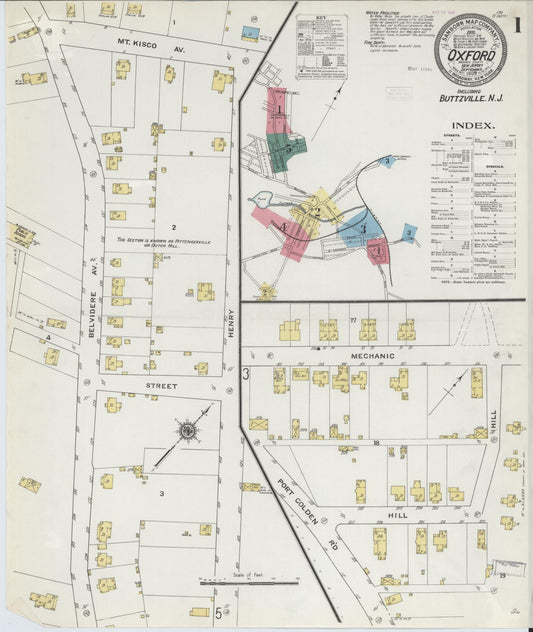 Sanborn Fire Insurance Map from Oxford, Warren County, New Jersey. (1909) – Historic Sanborn Fire Insurance Map Print
