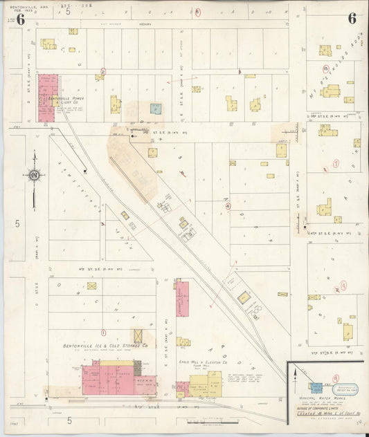 Sanborn Fire Insurance Map from Bentonville, Benton County, Arkansas (1940), Sheet #0006 - Historic Sanborn Fire Insurance Map Print, vintage old map wall art, antique decor, genealogy gift, Arkansas Arkansas map