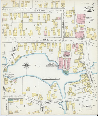 Sanborn Fire Insurance Map from Athol, Worcester County, Massachusetts (1892), Sheet #0004 - Complete Map Set gallery image, historic Sanborn map, vintage wall art, Massachusetts Massachusetts