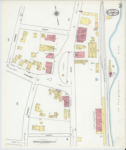 Sanborn Fire Insurance Map from Plymouth, Grafton County, New Hampshire (1918), Sheet #0003 - Historic Sanborn Fire Insurance Map Print, vintage old map wall art, antique decor, genealogy gift, New Hampshire New Hampshire map