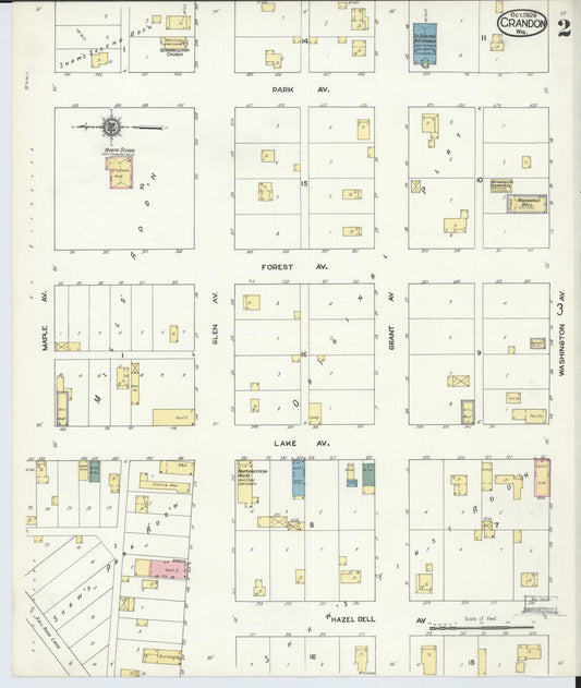 Sanborn Fire Insurance Map from Crandon, Forest County, Wisconsin (1909), Sheet #0002 - Historic Sanborn Fire Insurance Map Print, vintage old map wall art, antique decor, genealogy gift, Wisconsin Wisconsin map