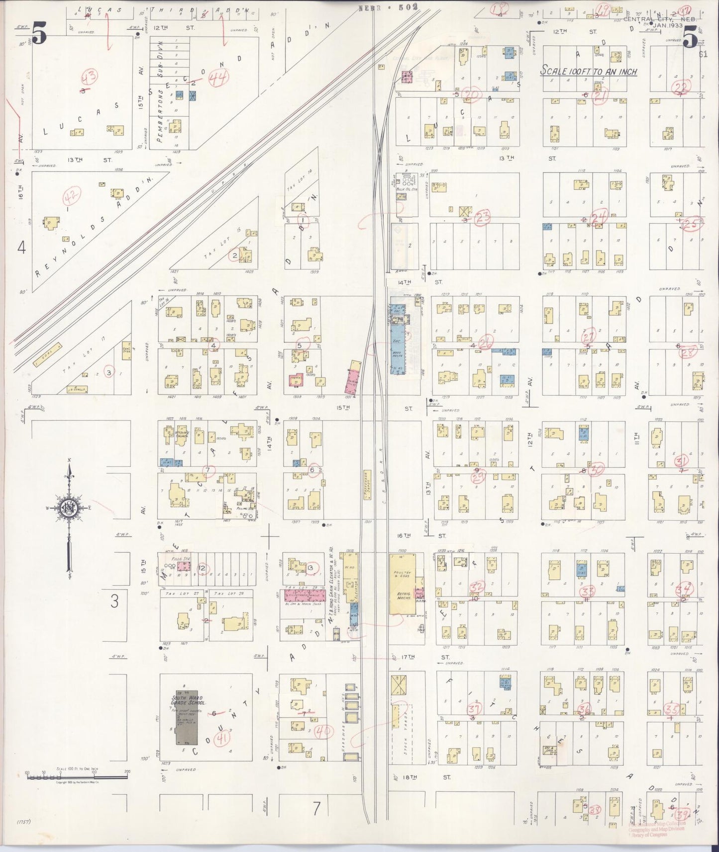 Sanborn Fire Insurance Map from Central City, Merrick County, Nebraska (1943), Sheet #0005 - Complete Map Set gallery image, historic Sanborn map, vintage wall art, Nebraska Nebraska