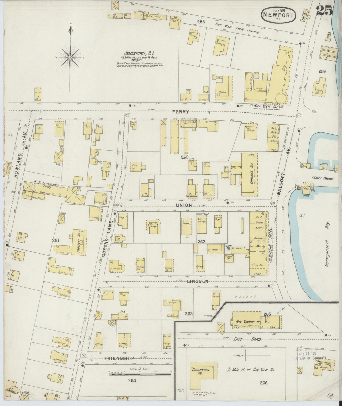 Sanborn Fire Insurance Map from Newport, Newport County, Rhode Island (1896), Sheet #0025 - Complete Map Set gallery image, historic Sanborn map, vintage wall art, Rhode Island Rhode Island