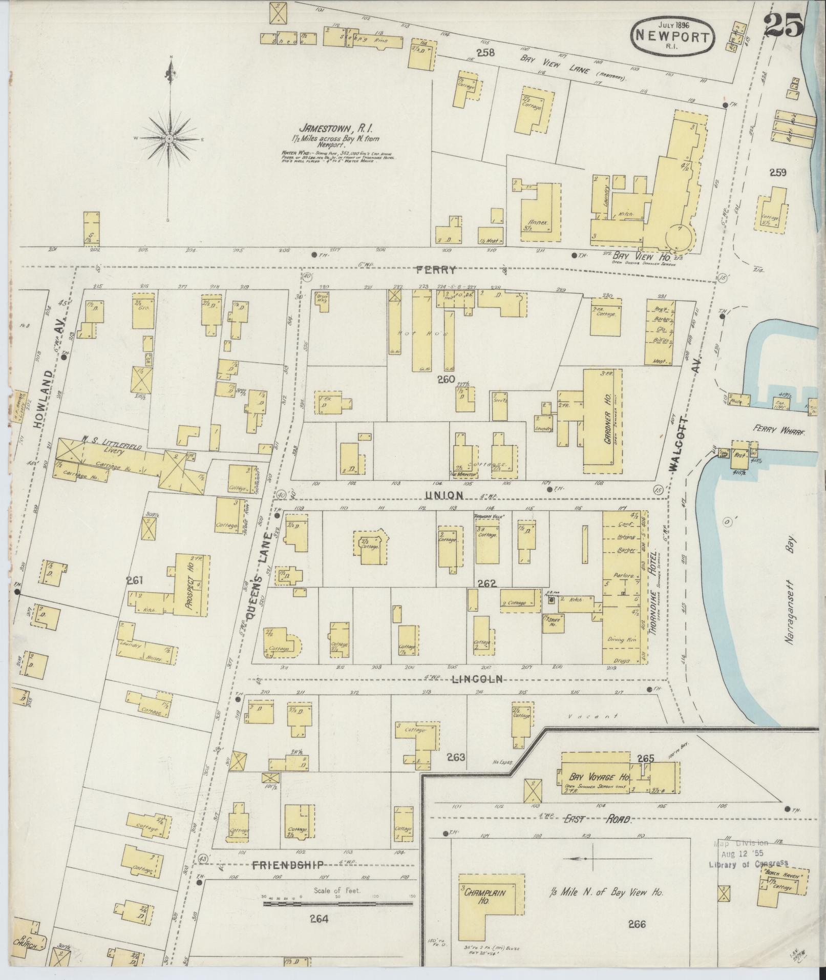 Sanborn Fire Insurance Map from Newport, Newport County, Rhode Island (1896), Sheet #0025 - Complete Map Set gallery image, historic Sanborn map, vintage wall art, Rhode Island Rhode Island
