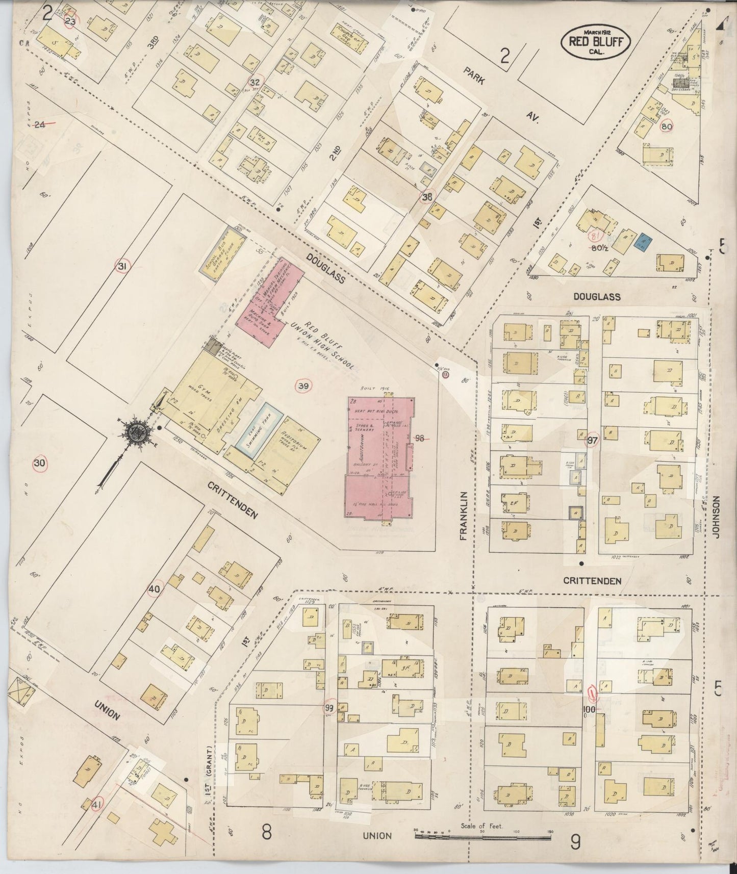 Sanborn Fire Insurance Map from Red Bluff, Tehama County, California (1949), Sheet #0004 - Complete Map Set gallery image, historic Sanborn map, vintage wall art, California California