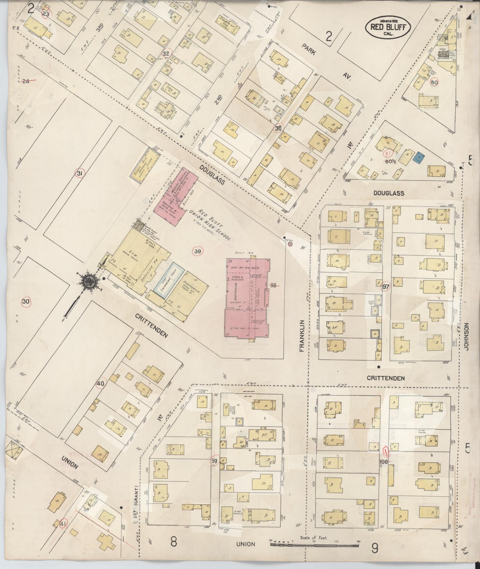 Sanborn Fire Insurance Map from Red Bluff, Tehama County, California (1949), Sheet #0004 - Complete Map Set gallery image, historic Sanborn map, vintage wall art, California California