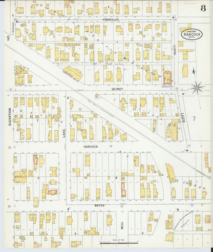 Sanborn Fire Insurance Map from Houghton, Houghton County, Michigan (1900), Sheet #0008 - Complete Map Set gallery image, historic Sanborn map, vintage wall art, Michigan Michigan