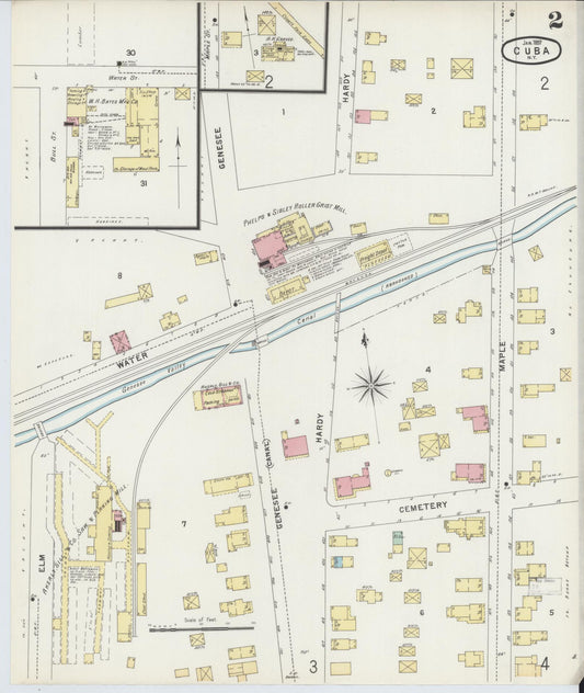 Sanborn Fire Insurance Map from Cuba, Allegany County, New York (1897), Sheet #0002 - Historic Sanborn Fire Insurance Map Print, vintage old map wall art, antique decor, genealogy gift, New York New York map