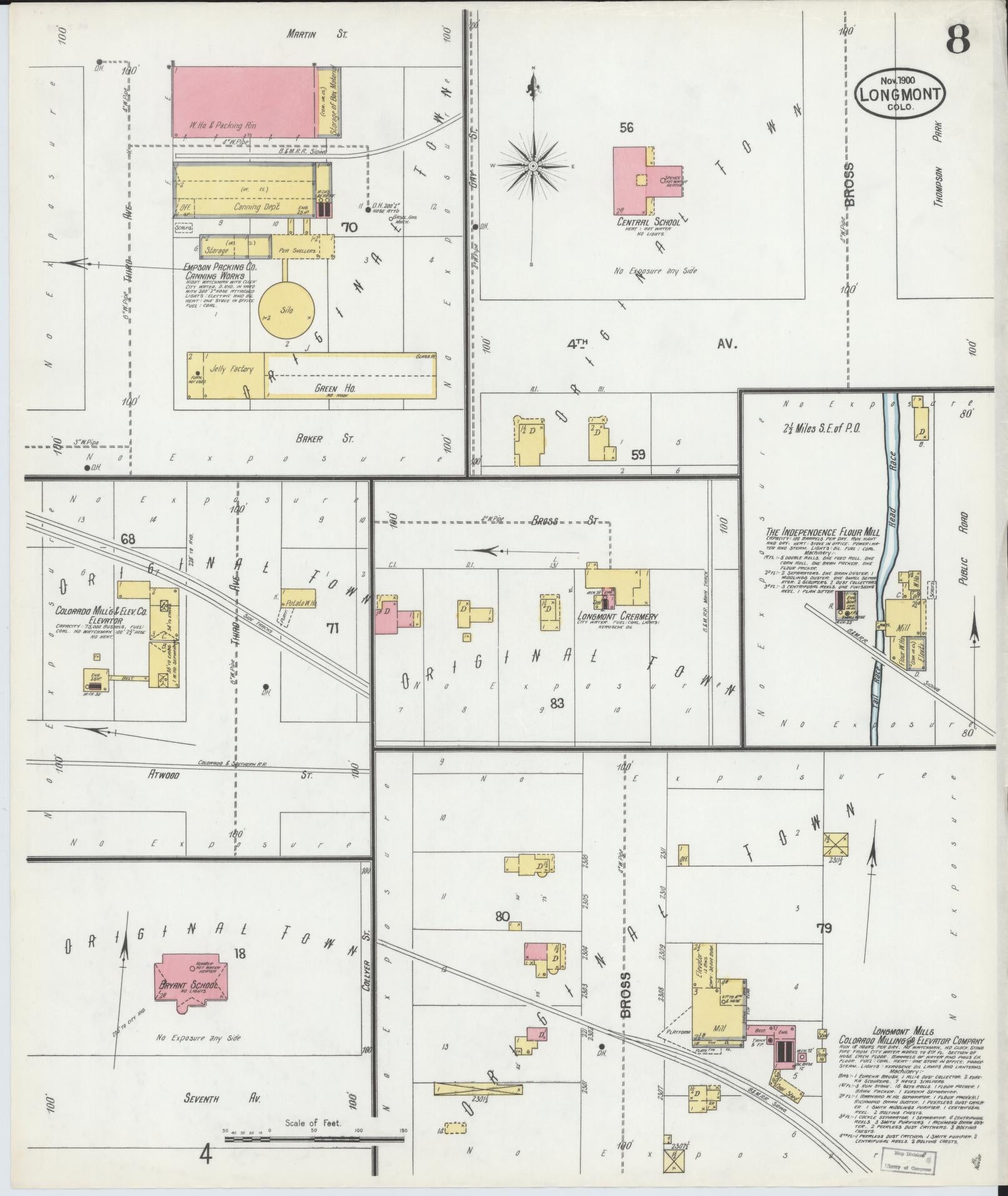 Sanborn Fire Insurance Map from Longmont, Boulder County, Colorado (1900), Sheet #0008 - Complete Map Set gallery image, historic Sanborn map, vintage wall art, Colorado Colorado