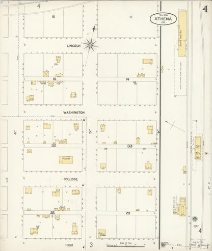 Sanborn Fire Insurance Map from Athena, Umatilla County, Oregon (1896), Sheet #0004 - Complete Map Set gallery image, historic Sanborn map, vintage wall art, Oregon Oregon