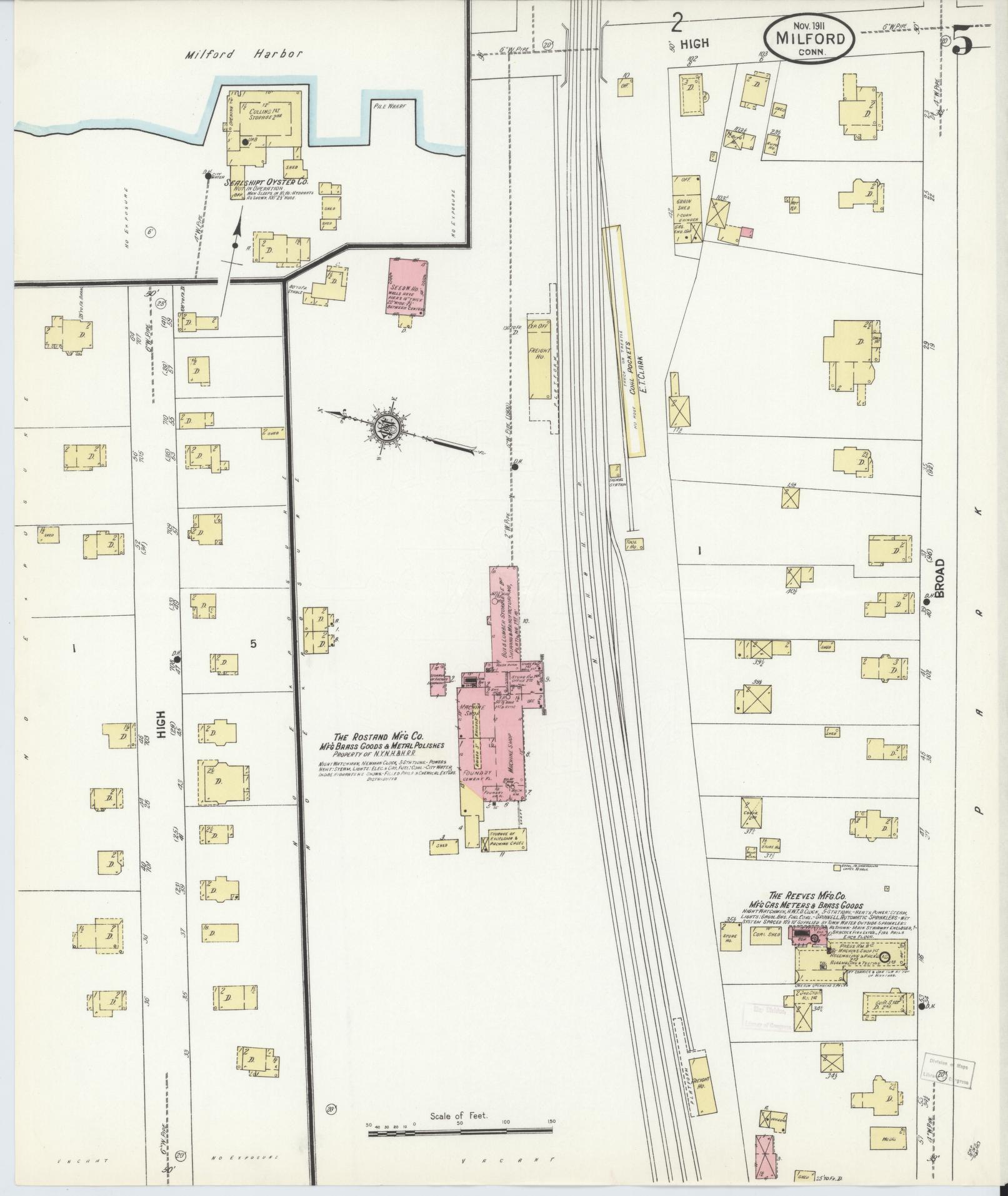 Sanborn Fire Insurance Map from Milford, New Haven County, Connecticut (1911), Sheet #0005 - Historic Sanborn Fire Insurance Map Print, vintage old map wall art, antique decor, genealogy gift, Connecticut Connecticut map