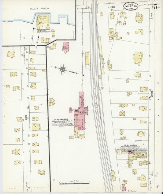 Sanborn Fire Insurance Map from Milford, New Haven County, Connecticut (1911), Sheet #0005 - Historic Sanborn Fire Insurance Map Print, vintage old map wall art, antique decor, genealogy gift, Connecticut Connecticut map