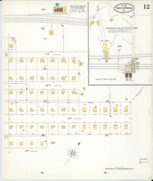 Sanborn Fire Insurance Map from Rock Springs, Sweetwater County, Wyoming (1903), Sheet #0012 - Historic Sanborn Fire Insurance Map Print, vintage old map wall art, antique decor, genealogy gift, Wyoming Wyoming map
