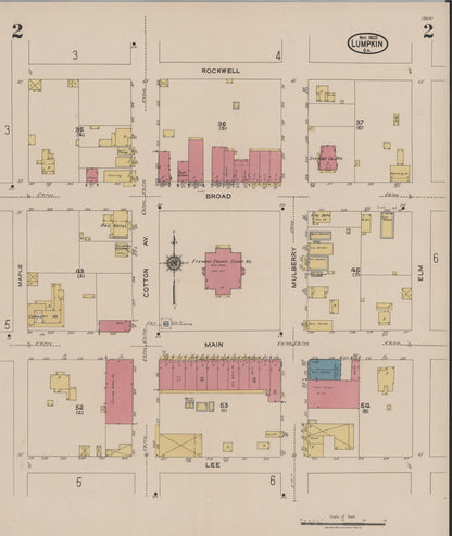 Sanborn Fire Insurance Map from Lumpkin, Stewart County, Georgia (1922), Sheet #0002 - Complete Map Set gallery image, historic Sanborn map, vintage wall art, Georgia Georgia