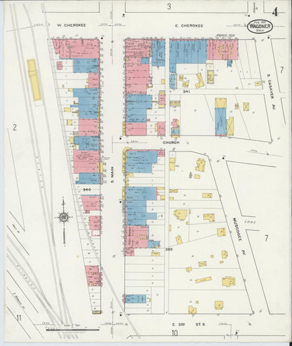 Sanborn Fire Insurance Map from Wagoner, Wagoner County, Oklahoma (1917), Sheet #0004 - Complete Map Set gallery image, historic Sanborn map, vintage wall art, Oklahoma Oklahoma