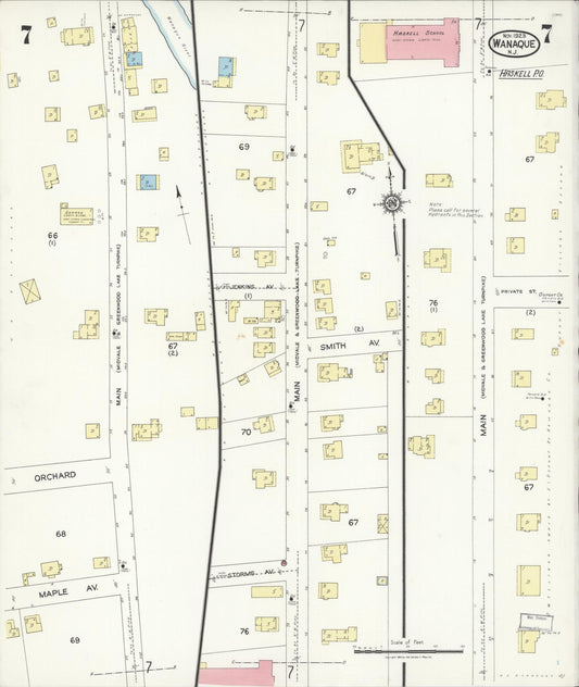 Sanborn Fire Insurance Map from Wanaque, Passaic County, New Jersey (1923), Sheet #0007 - Historic Sanborn Fire Insurance Map Print, vintage old map wall art, antique decor, genealogy gift, New Jersey New Jersey map