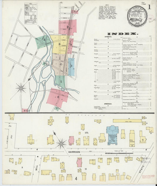 Sanborn Fire Insurance Map from Wellsville, Allegany County, New York (1897), Sheet #0001 - Complete Map Set gallery image, historic Sanborn map, vintage wall art, New York New York