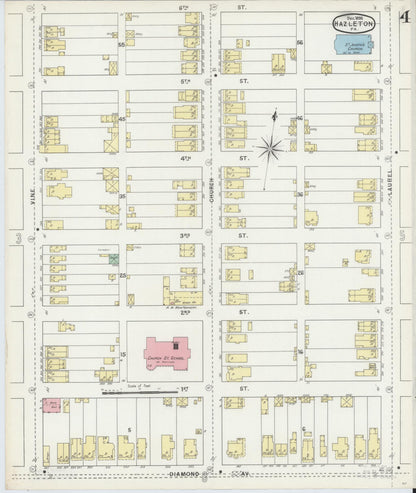 Sanborn Fire Insurance Map from Hazleton, Luzerne County, Pennsylvania (1895), Sheet #0004 - Complete Map Set gallery image, historic Sanborn map, vintage wall art, Pennsylvania Pennsylvania