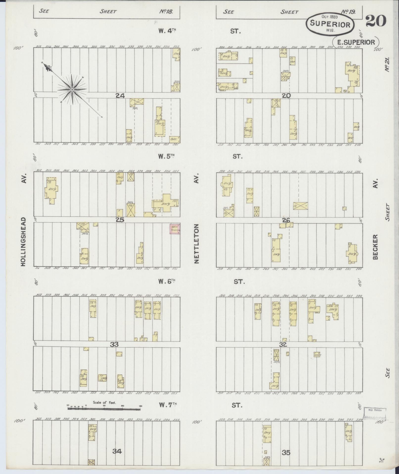 Sanborn Fire Insurance Map from Superior, Douglas County, Wisconsin (1887), Sheet #0020 - Complete Map Set gallery image, historic Sanborn map, vintage wall art, Wisconsin Wisconsin