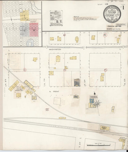 Sanborn Fire Insurance Map from Corinne, Box Elder County, Utah (1930), Sheet #0001 - Complete Map Set gallery image, historic Sanborn map, vintage wall art, Utah Utah