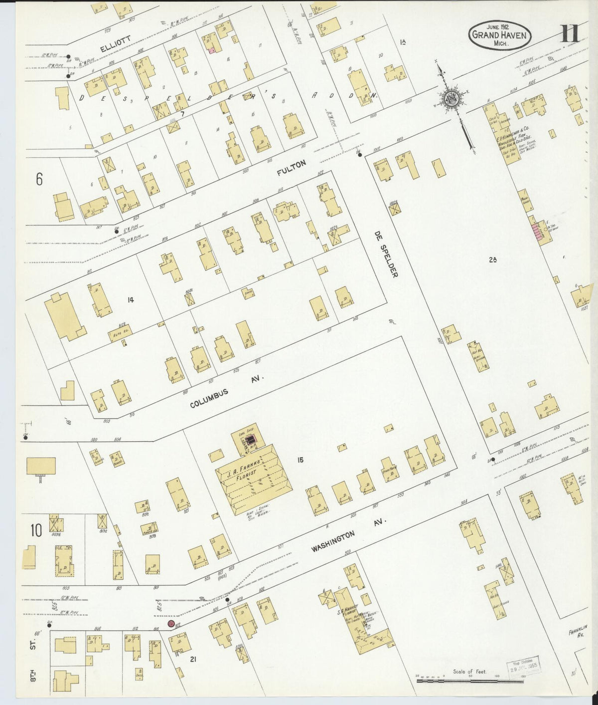 Sanborn Fire Insurance Map from Grand Haven, Ottawa County, Michigan (1912), Sheet #0011 - Complete Map Set gallery image, historic Sanborn map, vintage wall art, Michigan Michigan