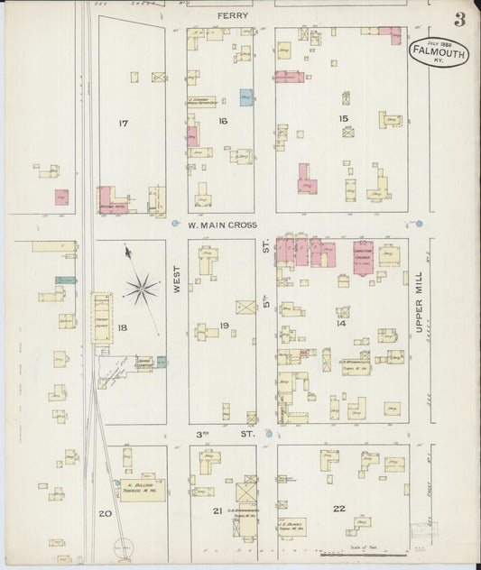 Sanborn Fire Insurance Map from Falmouth, Pendleton County, Kentucky (1886), Sheet #0003 - Historic Sanborn Fire Insurance Map Print, vintage old map wall art, antique decor, genealogy gift, Kentucky Kentucky map