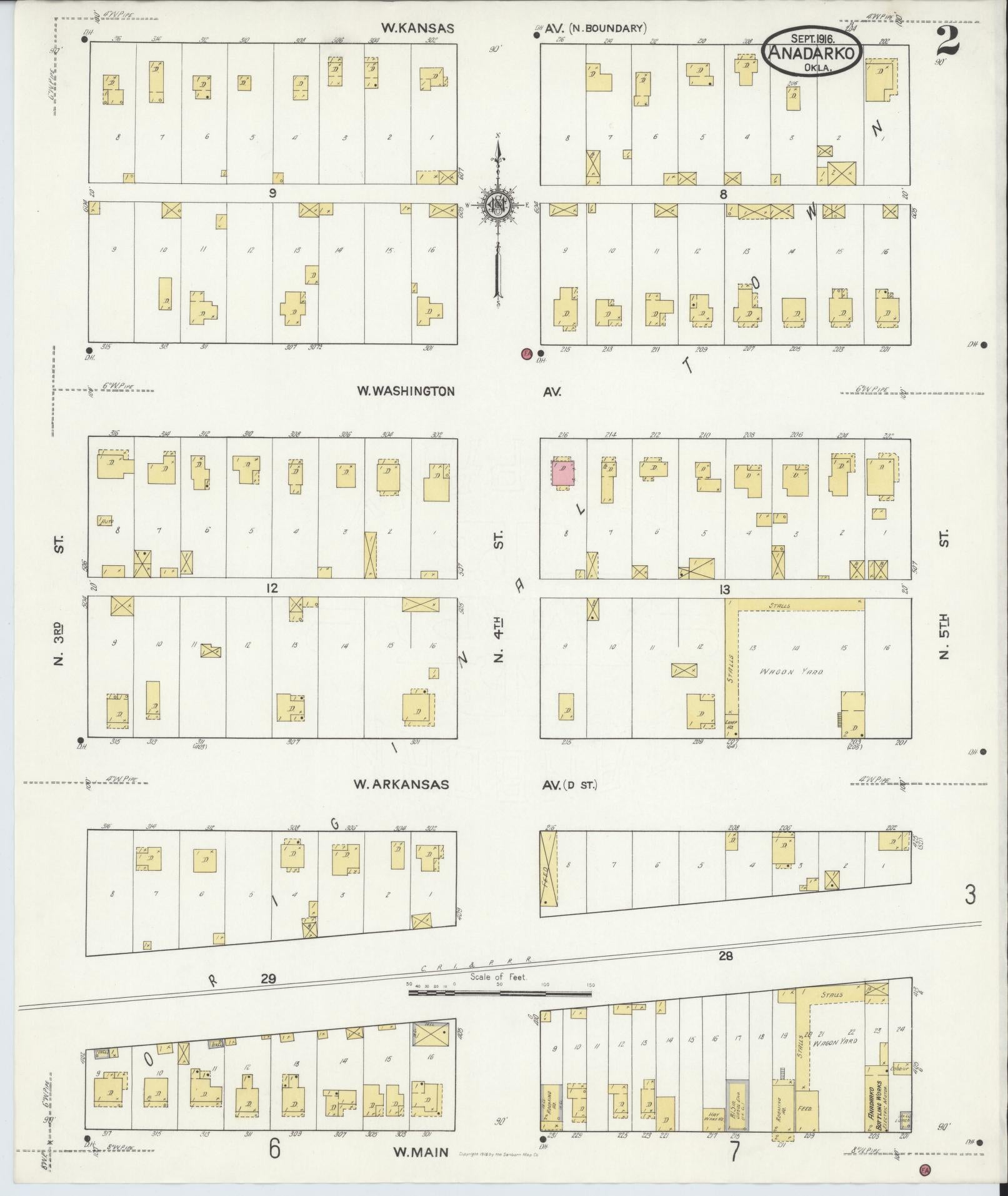 Sanborn Fire Insurance Map from Anadarko, Caddo County, Oklahoma (1916), Sheet #0002 - Historic Sanborn Fire Insurance Map Print, vintage old map wall art, antique decor, genealogy gift, Oklahoma Oklahoma map