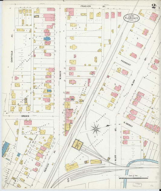 Sanborn Fire Insurance Map from Florence, Fremont County, Colorado (1906), Sheet #0002 - Historic Sanborn Fire Insurance Map Print, vintage old map wall art, antique decor, genealogy gift, Colorado Colorado map