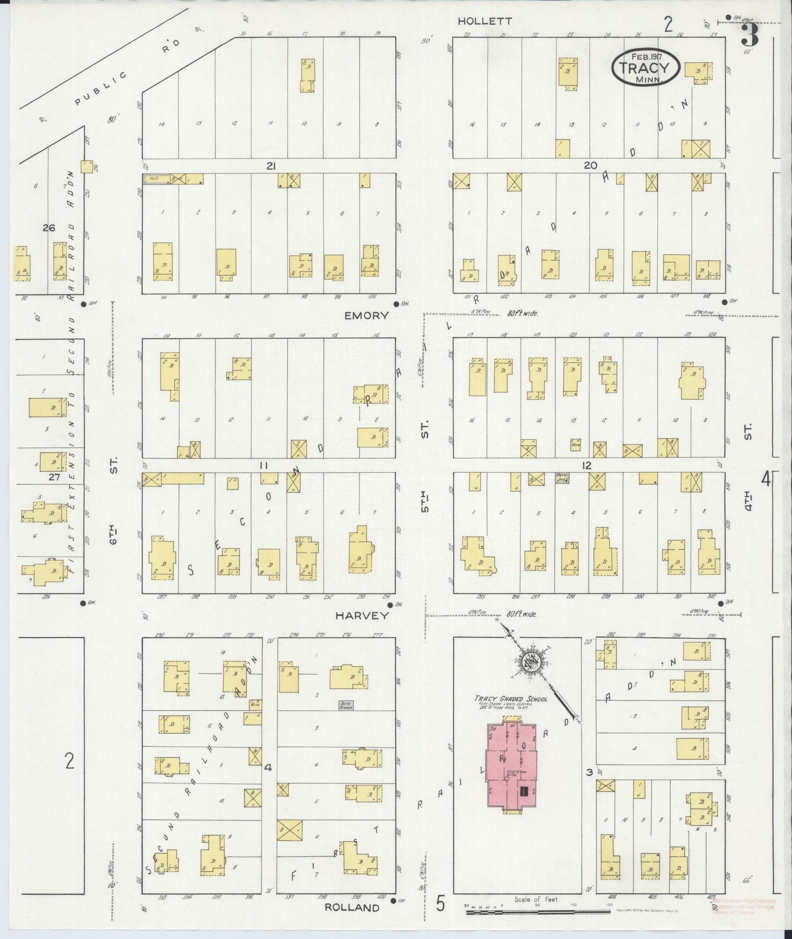 Sanborn Fire Insurance Map from Tracy, Lyon County, Minnesota (1917), Sheet #0003 - Complete Map Set gallery image, historic Sanborn map, vintage wall art, Minnesota Minnesota