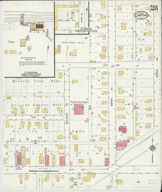 Sanborn Fire Insurance Map from Canton, Fulton County, Illinois (1917), Sheet #0028 - Historic Sanborn Fire Insurance Map Print, vintage old map wall art, antique decor, genealogy gift, Illinois Illinois map