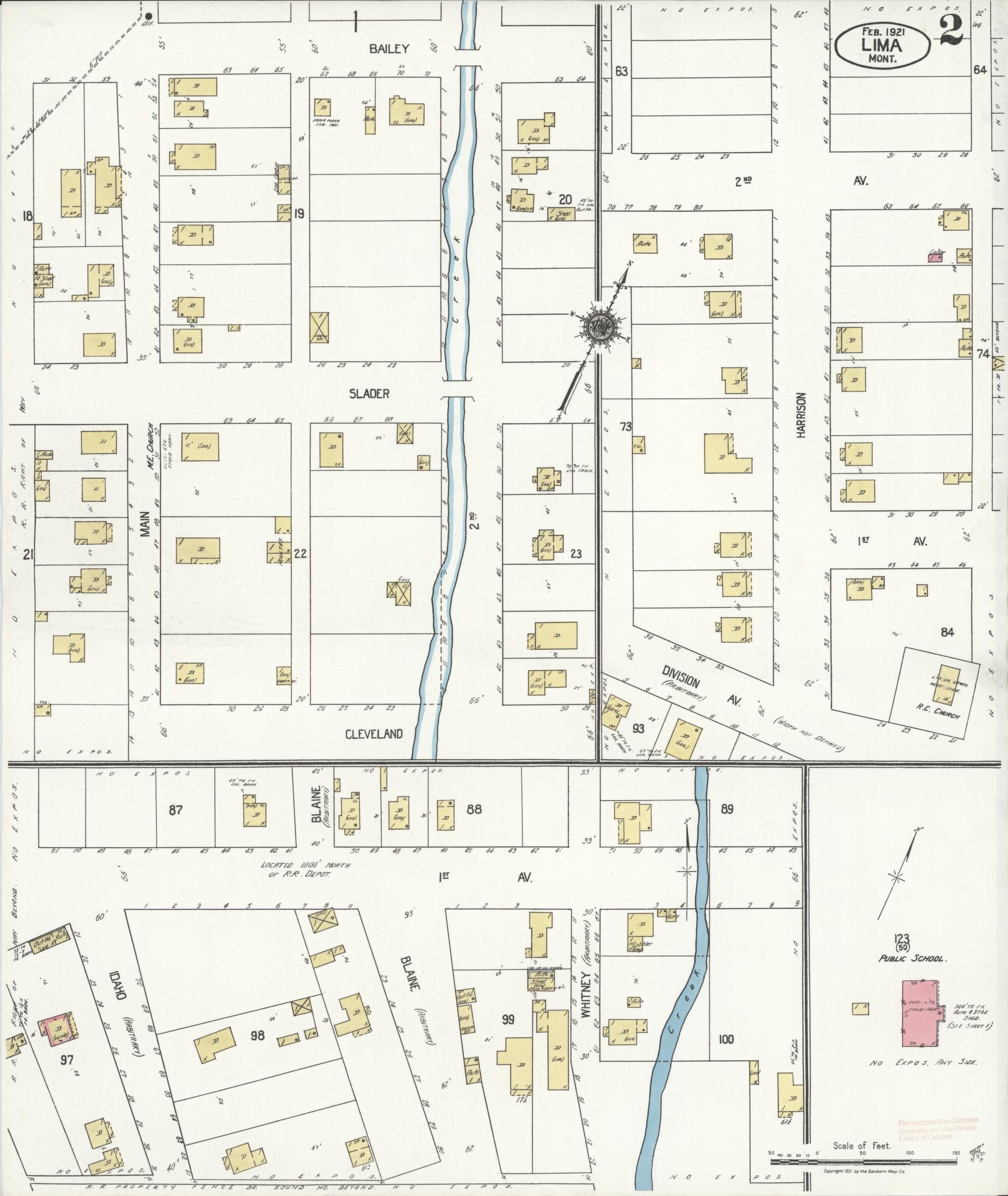 Sanborn Fire Insurance Map from Lima, Beaverhead County, Montana (1921), Sheet #0002 - Complete Map Set gallery image, historic Sanborn map, vintage wall art, Montana Montana