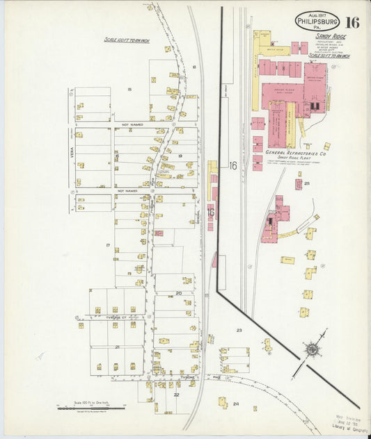 Sanborn Fire Insurance Map from Philipsburg, Centre County, Pennsylvania (1917), Sheet #0016 - Historic Sanborn Fire Insurance Map Print, vintage old map wall art, antique decor, genealogy gift, Pennsylvania Pennsylvania map