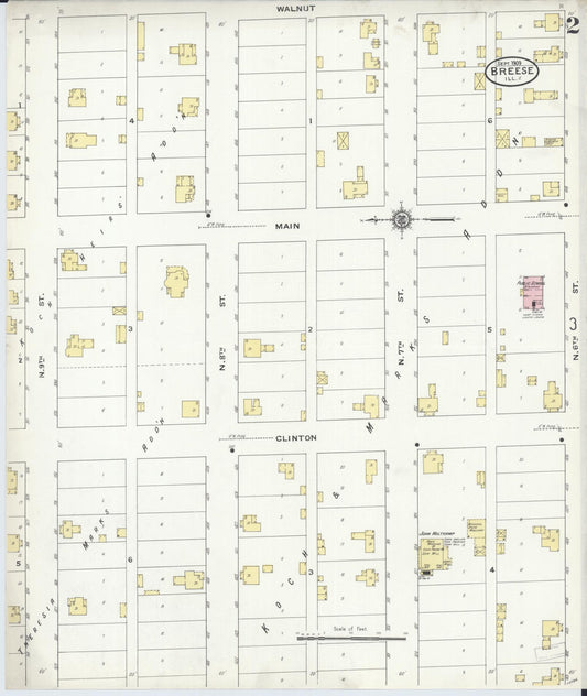 Sanborn Fire Insurance Map from Breese, Clinton County, Illinois (1909), Sheet #0002 - Historic Sanborn Fire Insurance Map Print, vintage old map wall art, antique decor, genealogy gift, Illinois Illinois map