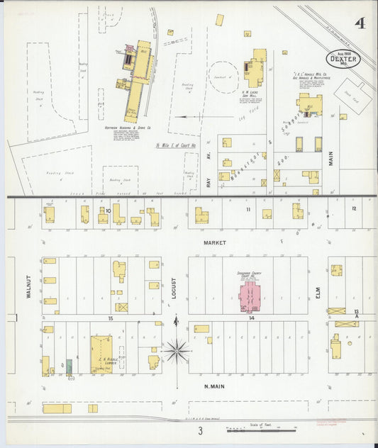 Sanborn Fire Insurance Map from Dexter, Stoddard County, Missouri (1900), Sheet #0004 - Historic Sanborn Fire Insurance Map Print, vintage old map wall art, antique decor, genealogy gift, Missouri Missouri map