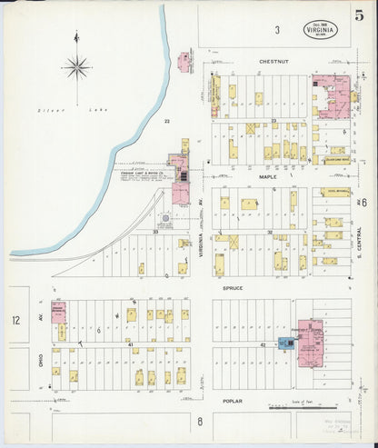 Sanborn Fire Insurance Map from Virginia, Saint Louis County, Minnesota (1908), Sheet #0005 - Complete Map Set gallery image, historic Sanborn map, vintage wall art, Minnesota Minnesota