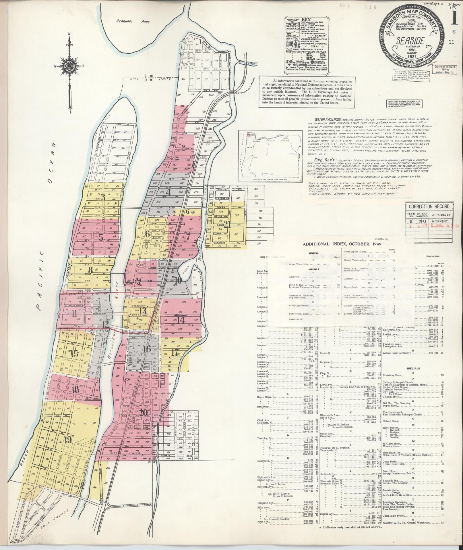 Sanborn Fire Insurance Map from Seaside, Clatsop County, Oregon. (1949) – Historic Sanborn Fire Insurance Map Print
