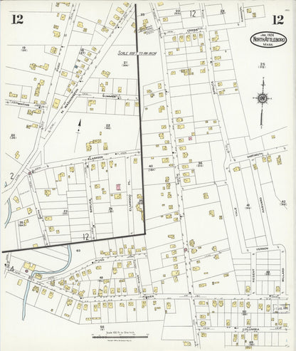 Sanborn Fire Insurance Map from North Attleborough, Bristol County, Massachusetts (1924), Sheet #0012 - Complete Map Set gallery image, historic Sanborn map, vintage wall art, Massachusetts Massachusetts